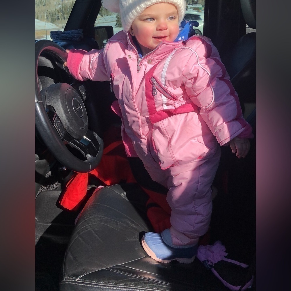 Oviesse fagottino one piece snowsuit 12 months pink with gloves